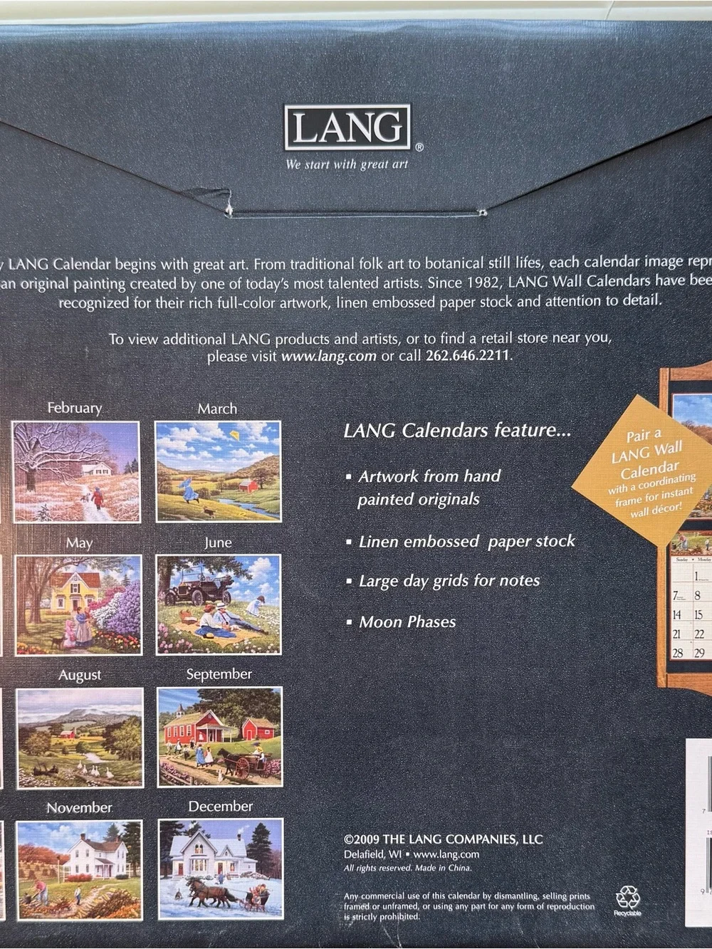LANG Four Seasons 2010 Calendar Featuring Paintings by John Sloane/ Used